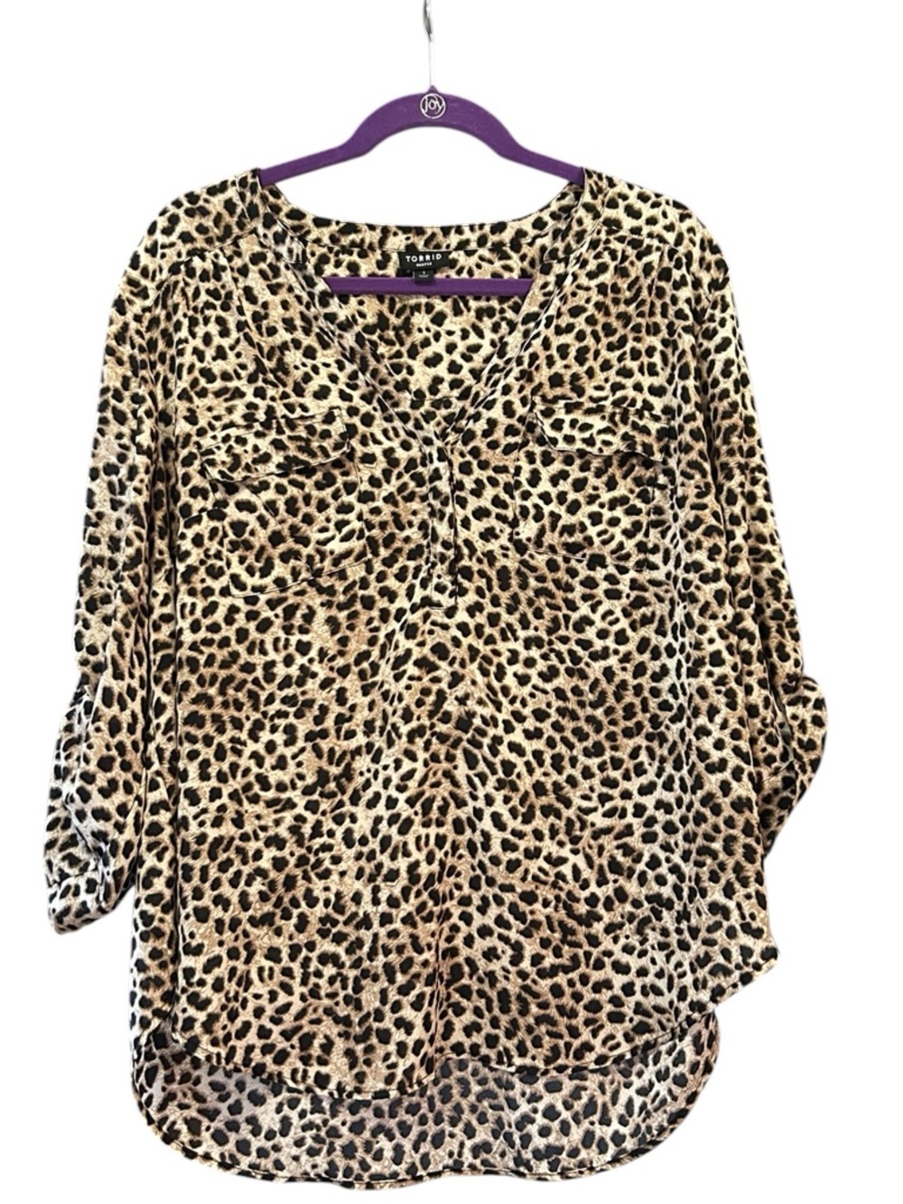 torrid Leopard Print V-Neck Blouse in Tan and Black